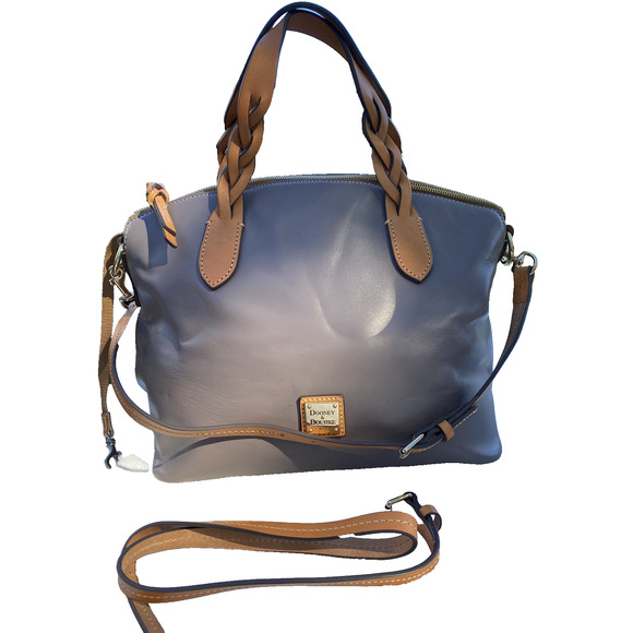 Dooney And Bourke Smooth Leather Celeste Large Satchel Gray Bag A384689 - Picture 1 of 6